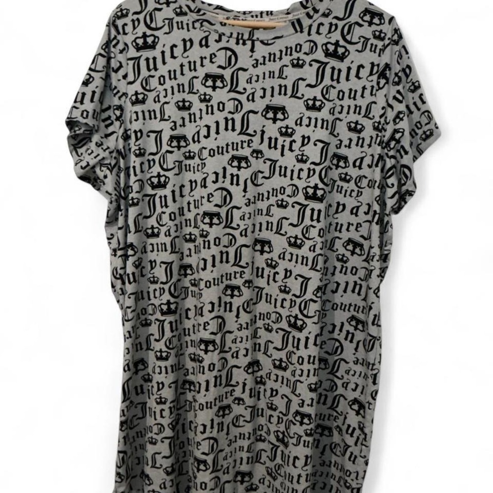 Juicy Couture T-Shirt Dress Womens 1X Gray Black Logo Crown Sleepwear